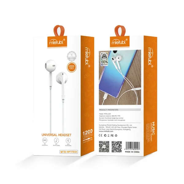 Fones de ouvido com fio plano USB-C