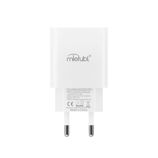 Carregador de parede USB+Tipo-C PD20W